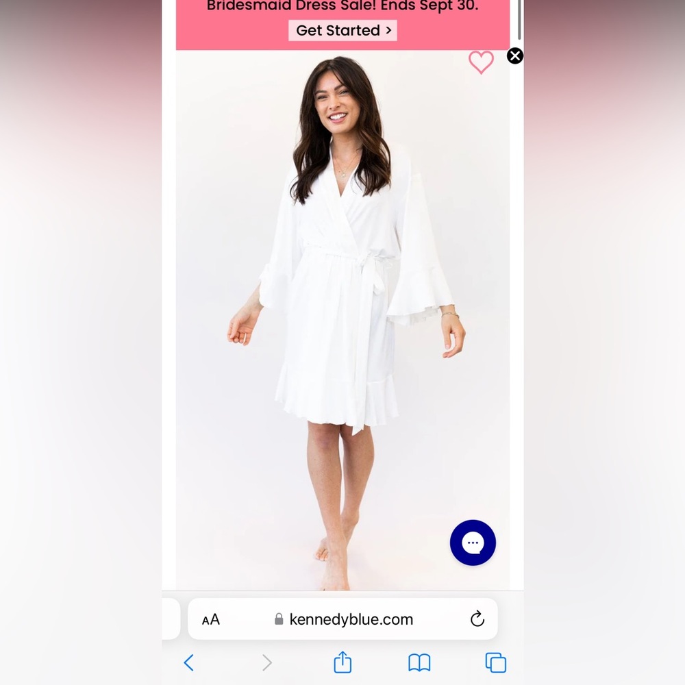 Kennedy Blue: white ruffled bridal robe